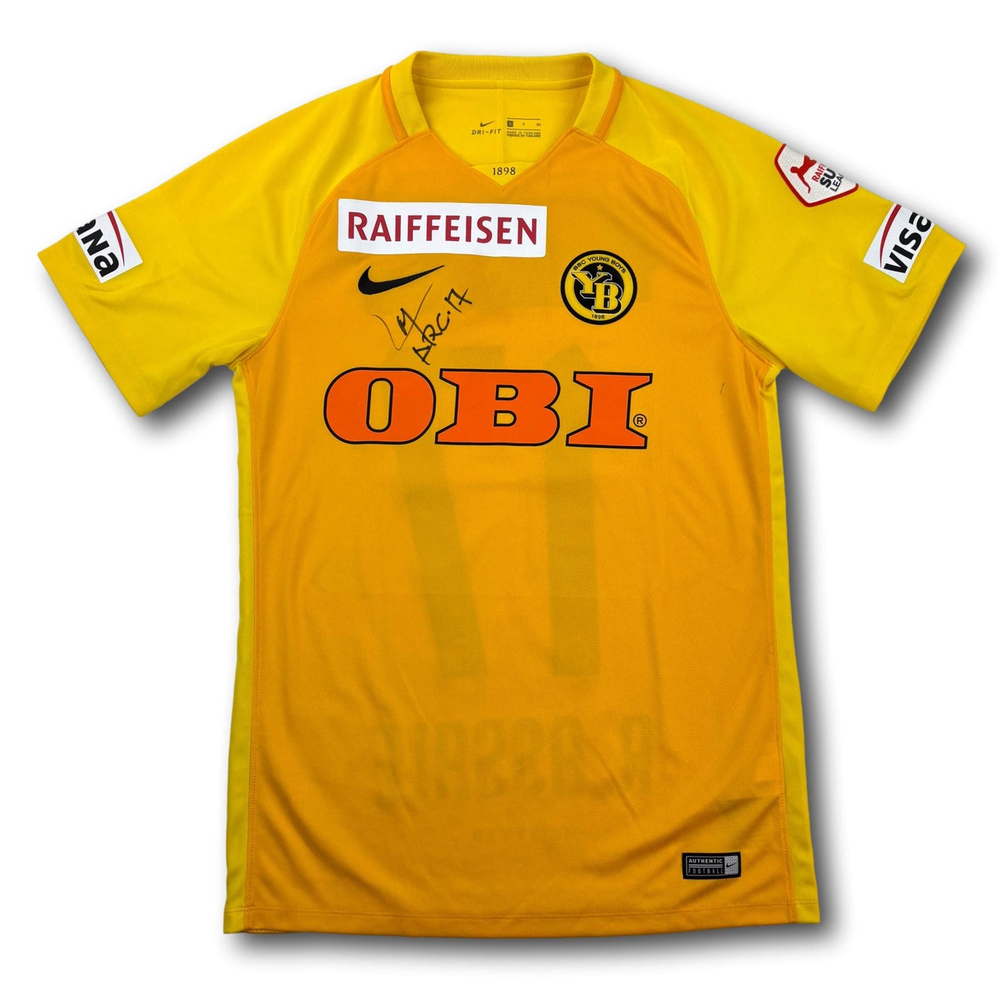 BSC Young Boys - Saison 2017-2018 - Maillot porté en match - Domicile - Taille S - Nike - R. Assalé n° 17 - Signé