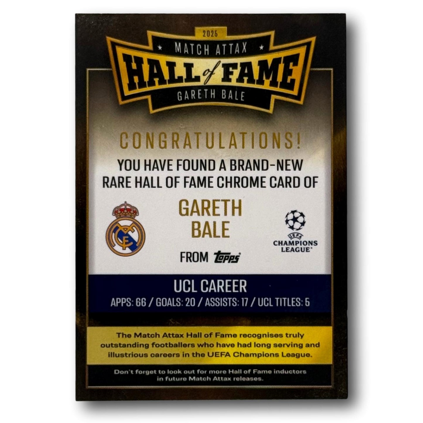 Topps Match Attax 2025/26 - Hall of Fame - Gareth Bale